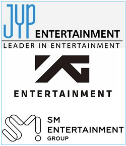 ▲ JYP, YG, SM엔터테인먼트 로고