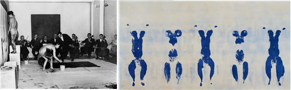 ▲좌.Yves Klein, Unutitle Anthropometry 공연. 1960우 Yves Klein 인체측정 Anthropometry ANT 85 1960. 155.5x 352.5cm