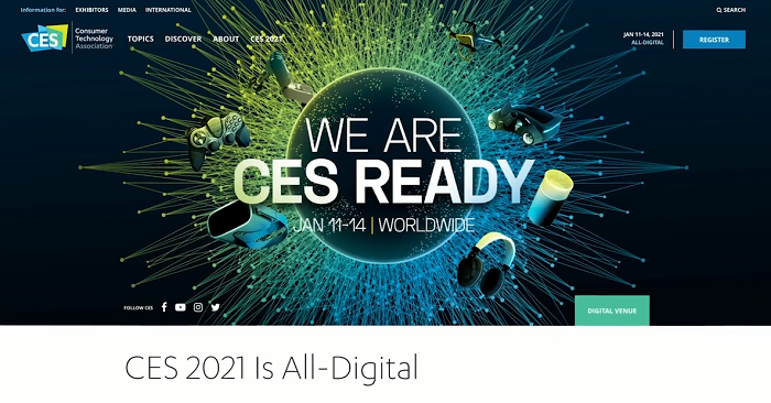 세계 최대 규모의 가전제품 박람회 ‘CES 2021’가 오늘부터 14일까지 'All-Digital’이라는 콘셉트로 온라인 개최된다.(사진/CES 홈페이지 영상 갈무리)